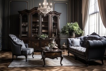 Classic Victorian Living Room with Elegant Antique Furniture