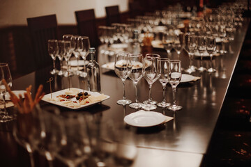 Table served for wine tasting