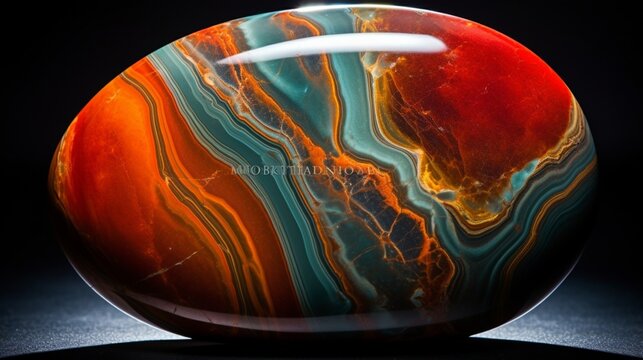 An exquisite, 8K image capturing the mesmerizing patterns and colors of a rare jasper gemstone