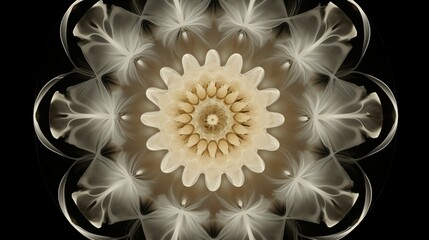 Abstract cymatic formations on black background. Experimental cymatics biomorphic shapes. 