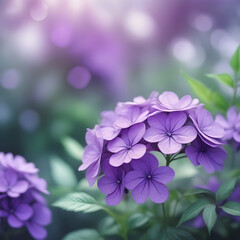 Fototapeta na wymiar Watercolor purple floral background. Purple flowers with leafs.
