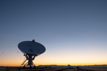 4K Ultra HD Image of Single Satellite Dish Antenna Against Sunset Sky