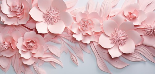 A 3D wall texture with an embossed floral pattern in soft pastel colors - obrazy, fototapety, plakaty