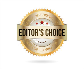 Editors choice golden badge on white background 