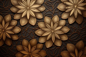 Luxurious Bronze Floral 3D Relief Wall Panel Design