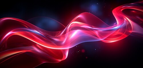 Luminous neon light graffiti featuring dark red and white abstract swirls on a swirling 3D background