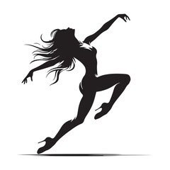 Silhouette of Dancing - Black Vector Expressive Dance Form for Creative Designs
