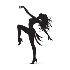 Dancing Silhouette - Black Vector Elegance in Motion, Perfect for Dance Enthusiasts
