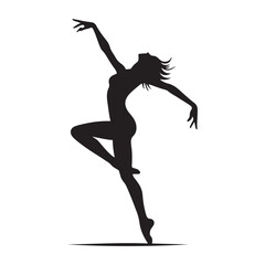 Dancer Silhouette in Black Vector - Expressive and Graceful Dance Movement for Creative Designs
