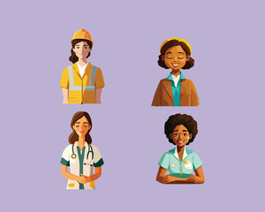 set of working womans vector illustration
