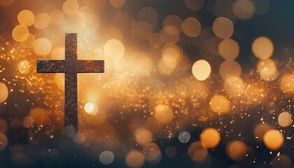 Christian Cross - Symbol of Christianity - Mourn or Funeral Background - Crucifixion of Jesus Christ