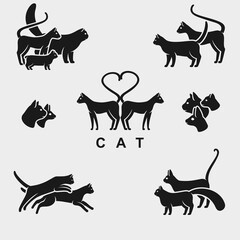 Cat set. Collection cat icon. Vector