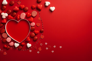 red heart on a red background