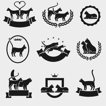 Cat labels and icons set. Collection icon cat. Vector