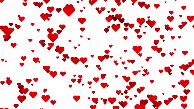 Beautiful red hearts loop movement on clean white background. Concept Valentine's day animation. 