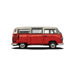 red van isolated on white, van vector illustration, car illustration, red van, auto, car, transport illustration