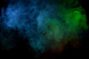 Red and green steam on a black background.