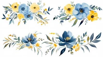Zelfklevend Fotobehang Floral frame with watercolor flowers, decorative flower background pattern, watercolor floral border background © jiejie