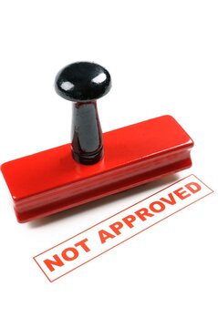4K Ultra HD Close-Up Image of Rubber Stamp 'Not Approved' on Blank Page - Document Rejection Concept