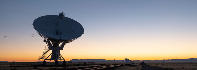 4K Ultra HD Image of Single Satellite Dish Antenna Against Sunset Sky