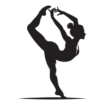 Vector Stock - Striking Gymnast Silhouette in Black Vector Illustration - Gymnast Silhouette
