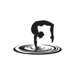 Black Vector Art of a Gymnast Dancer's Silhouette, Ideal for Artistic Projects - Vector Stock - Gymnast Silhouette
