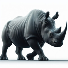 black rhinoceros, rhino, Rinoceronte negro, Diceros bicornis, isolated White background - obrazy, fototapety, plakaty
