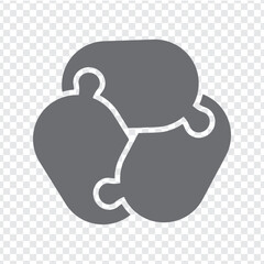 Simple icon puzzle in gray. Simple icon puzzle of the three elements  on transparent background for your web site design, app, UI. EPS10.
