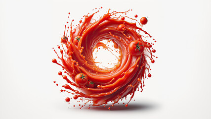 Tomato juice splash twist around and swirled around