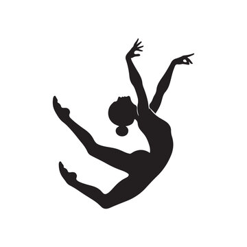 Gymnast Silhouette - Black Vector Art Depicting the Grace and Expression of Dance Movements - Vector Stock
