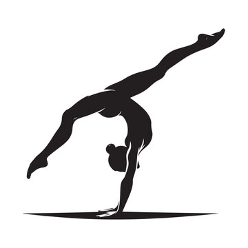 Vector Stock - Stunning Silhouette Depicting a Gymnast Dancer's Graceful Movements - Gymnast Silhouette
