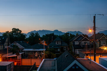 Evening East Vancouver Aerial shot