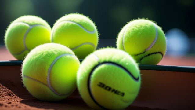 tennis balls on the court ai generated