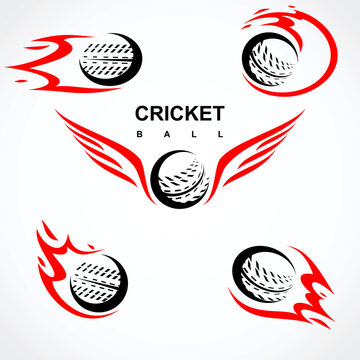 Cricket ball set. Collection icons cricket. Vector