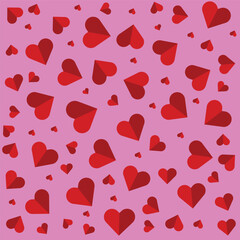 Red hearts seamless pattern. Valentines day background. Love romantic theme. Vector abstract texture with small linear hearts	