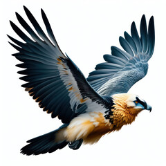 Obraz premium bearded vulture, Gypaetus barbatus, bearded Eagle vulture, Quebrantahuesos, buitre, isolated White background