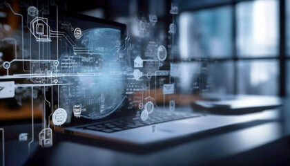 Coding, programmer and it with woman at computer for data science, software development. generative ai