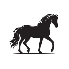 Artistic representation of strength and beauty, this black horse silhouette vector amplifies the overall visual impact of your designs - vector stock.
