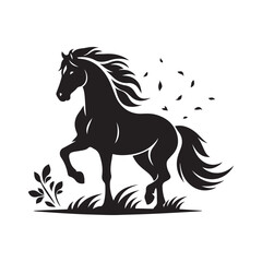 Obraz na płótnie Canvas Timeless elegance embodied in this black horse silhouette vector, providing a versatile choice to enhance the overall aesthetic of your design compositions - vector stock. 