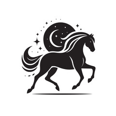 Striking and detailed, a black horse silhouette vector that adds a touch of sophistication to diverse design applications - vector stock.
