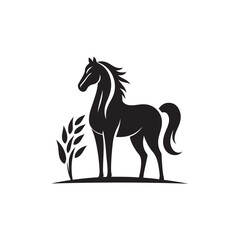 Striking and detailed, a black horse silhouette vector that brings a sense of drama to your design projects - vector stock.
