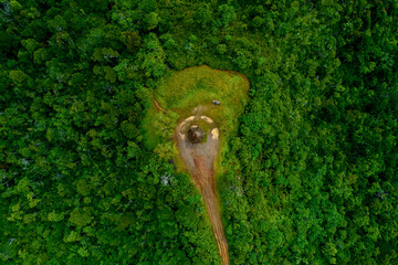 Aerial top view of Machabee viewpoint which is located at Le Petrin, Black River Gorges National...