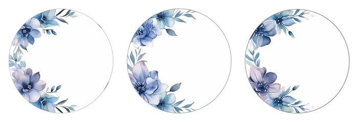 watercolor frame flowers, a set of illustrations in handmade watercolor style on a white background, generative ai	
