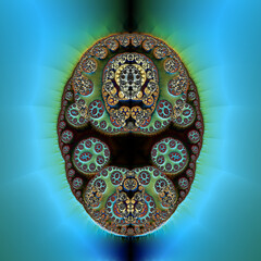stylized human brain design on turquoise background