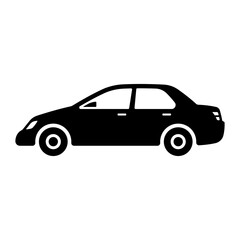 Car icon. Black silhouette. Side view. Vector simple flat graphic illustration. Isolated object on a white background. Isolate.