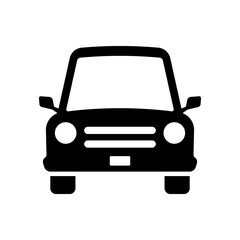 Car icon. Black silhouette. Front view. Vector simple flat graphic illustration. Isolated object on a white background. Isolate.