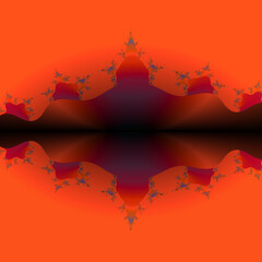 square format bright orange patterned design on black background