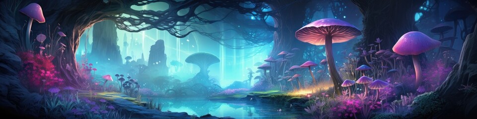 Fototapeta premium Fantasy World for kids with River Clouds Rainbow Created with Generative AI Technology