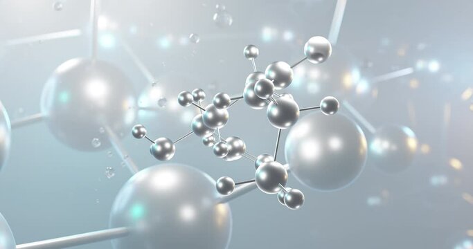 Theanine rotating 3d molecule, molecular structure of amino acid, seamless video