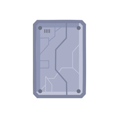 Bunker door. Protection bomb shelter, base entrance illustration. Secret military closed station. Protect gateway, steel building isolated on white background